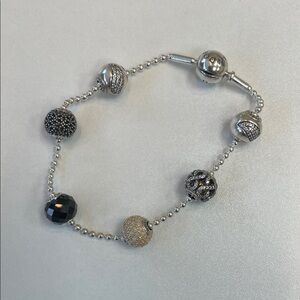 Pandora Silver and Black Beaded Bracelet